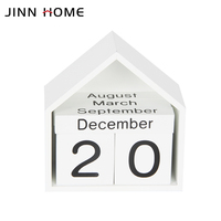 Calendrier perpétuel en bois en forme de maison Shabby Chic blocs calendrier de bureau Cubes en bois rustiques calendrier décoration de bureau à domicile
