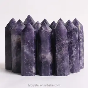 Folk Crystal Tower Crafts Purple Big Lepidolite Stone Crystal Point Tower For Feng Shui