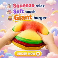 Jouet anti-stress en gel souple en forme de burger de dessin animé extra-large à rebond lent avec logo personnalisé pour les enfants de 5 à 7 ans