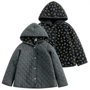 Хлопковое пальто с двумя сторонами для мальчиков, с темным узором, на осень и зиму