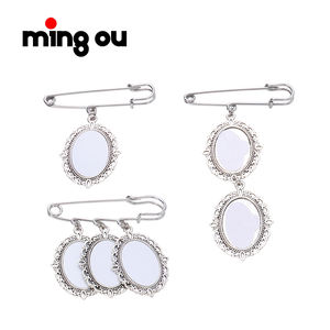 2 ciondoli ovali sublimazione spilla vuota spilla in metallo Bouquet da sposa fai da te foto Charm spille con inserti rotondi/ovali in metallo - Product Image 5