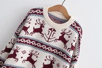 Pull-over en tricot jacquard à col rond unisexe de haute qualité personnalisé 2025, pull de Noël pour adultes