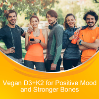 Vegan 2-en-1 Vitamine D3 5000 UI + K2 100 mcg MK-7 Capsules OEM Huile de Coco Ingrédient Naturel Santé Cardiaque Immunité Adulte