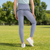 Leggings para Niñas, Cintura Elástica, Transpirables, Resistentes a las Arrugas, Largura hasta el Tobillo, con Ribete de Encaje, Cintura Alta, Secado Rápido, Control de Abdomen, para Yoga