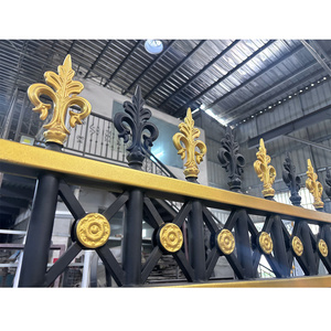 Balustrades en fonte et fer forgé pour l'extérieur des maisons, motif à pointes dorées noires, design moderne du milieu du siècle, couleur personnalisée - Product Image 2