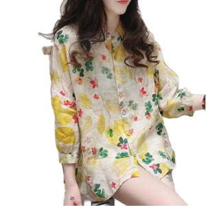 RNSHANGER Blouse Imprimée Élégante et Respirante pour Femme - Col Classique, Boutonnée, Coupe Droite, Décontractée et Polyvalente - Collection Automne - Product Image 1