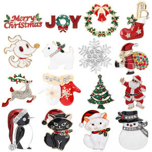 Nouvelle <span class=keywords><strong>broche</strong></span> de Noël transfrontalière pour <span class=keywords><strong>Amazon</strong></span>, <span class=keywords><strong>broche</strong></span> de Noël pour femmes, arbre de Noël, Père Noël, renne, couronne, cloche, épingle pour enfants - Product Image 1