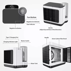Ventilateur de bureau portable mini-ion négatif à 3 vitesses, alimenté par batterie, en plastique, <span class=keywords><strong>sans</strong></span> <span class=keywords><strong>fil</strong></span>, <span class=keywords><strong>climatiseur</strong></span> de camping pour camping-car et hôtel - Product Image 2
