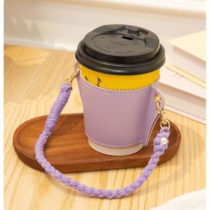 ปลอกหุ้มแก้วกาแฟ/ชาแบบพกพา ทำจากหนัง PU สีสันสดใส ใช้ซ้ำได้ พร้อมโลโก้สั่งทำ - Product Image 2