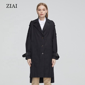 جديد معطف ربيعي نسائي عصري طويل الخريف أسود مبطن معطف واق من المطر بأزرار جيب دافئة مقاوم للرياح فضفاض الربيع معطف واق من المطر للنساء - Product Image 4