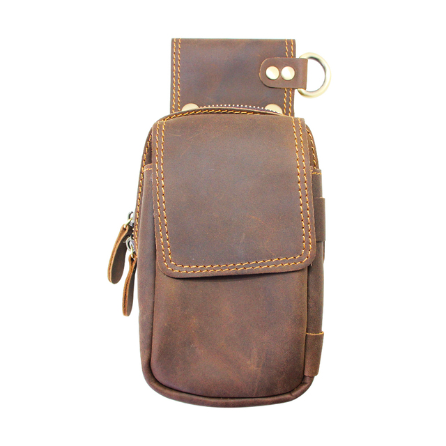 Boshiho RTS Hot Sell Crazy Horse Leather Mens Waist Bag Phone case Pouch for Men Phone Wallet case