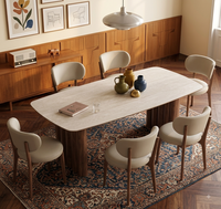 Table à manger rectangulaire en bois massif de style italien, 79 pouces, style mid-century modern, en noyer, pour la maison ou l'hôtel