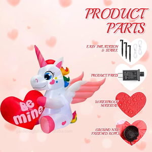 Unicornio Inflable de 1.5 Metros con Luz LED, Resistente al Agua, Alimentado por CC, Sosteniendo un Corazón, Decoración para Jardín, San Valentín, Hogar, Bodas y Fiestas - Product Image 6