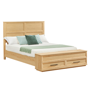 <b>Queen</b> <b>Size</b> <b>Bed</b> With Storage Bench 4 Drawer Oak Modern Bedroom Furniture - Product Image 6