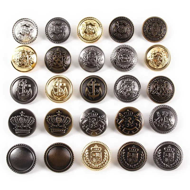 Bouton de tige de couture en laiton métallique personnalisé, bouton en laiton Antique avec Logo en relief pour vêtements