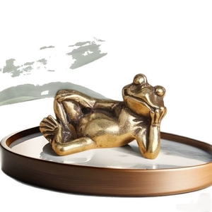 Patung Katak Hewan Kuningan Mini Retro LUCKY, Ornamen Lucu untuk Rumah atau Kantor, Patung Dekoratif yang Indah - Product Image 3