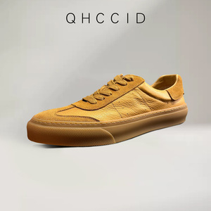 QHCCID Zapatillas retro transpirables de cuero genuino con suela de goma de tacón bajo, zapatos informales para caminar, uso diario - Product Image 2