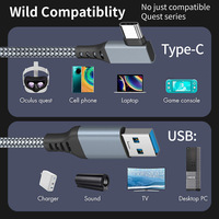 Câble USB-C en alliage d'aluminium haute vitesse 3M 5M, tressé en nylon à angle droit, pour charge rapide et transfert de données, idéal pour console de jeu