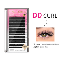 Bulu Mata Sintetis Matte Black DD Curl Velvet Classic Bebas Kekejaman Ekstensi Bulu Mata Volume Trays Perlengkapan Sutra Grosir