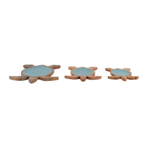 Set di 3 vassoi in legno a forma di tartaruga marina per decorazioni per la casa o portaoggetti per il bagno - Product Image 6