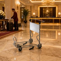 Carro de equipaje de plataforma de acero inoxidable de tres ruedas de alta resistencia Pingfang, carrito de mano de gran capacidad para aeropuertos, fábrica OEM
