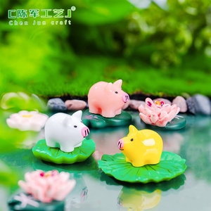 Micro-paysage Weij, jardin de mousse et de plantes succulentes, accessoires décoratifs mignons en forme de petit cochon, miniatures en résine pour table - Product Image 2