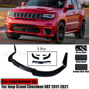 Para Jeep Grand Cherokee SRT 2017-2021, alerón divisor de parachoques delantero, difusor, estilo fibra de carbono, negro brillante, negro mate - Product Image 1
