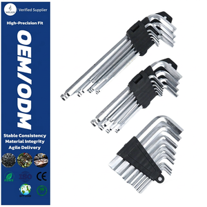 Ball End Hex <b>Key</b> Set Allen Wrench Chrome Vanadium Steel Metric Imperial 9pcs Long Arm Professional Repair Tool Kit - Product Image 1