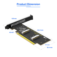 Nouvelle carte adaptateur MCIO PCIe 5.0 X16 avec câble d'extension de bifurcation pour 1 à 2 ports GEN5 PCI-E X16/X8
