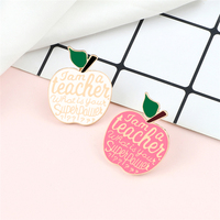 Broche en émail créative en forme de pomme de dessin animé, en métal nickel noir, cadeau pour la Fête des Enseignants, bijou super-power pour sac et jean
