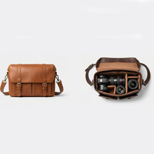 工場カスタムプレミアムパッド入り牛革ミラーレス一眼レフカメラレンズショルダーメッセンジャー写真カメラバッグ財布 - Product Image 1