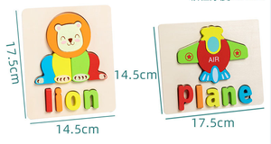 2021 all'ingrosso Baby Kids Games Montessori Educational Alphabet Animal Wooden Learning <span class=keywords><strong>Jigsaw</strong></span> 3D Puzzle Toy - Product Image 2