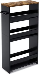Carrello portaoggetti nero a 4 livelli con manico sottile Organizer carrello cucina luoghi stretti-ruote scorrevoli piccolo angolo scaffalature - Product Image 2