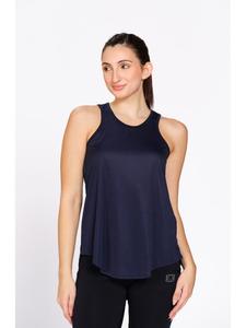 Navy Blue Women's Activewear Tank <b>Top</b> by Munns & Mars Solid Polyester Sleeveless <b>Racer</b> <b>Back</b> Sportswear Shirt Designed for Gym - Product Image 6