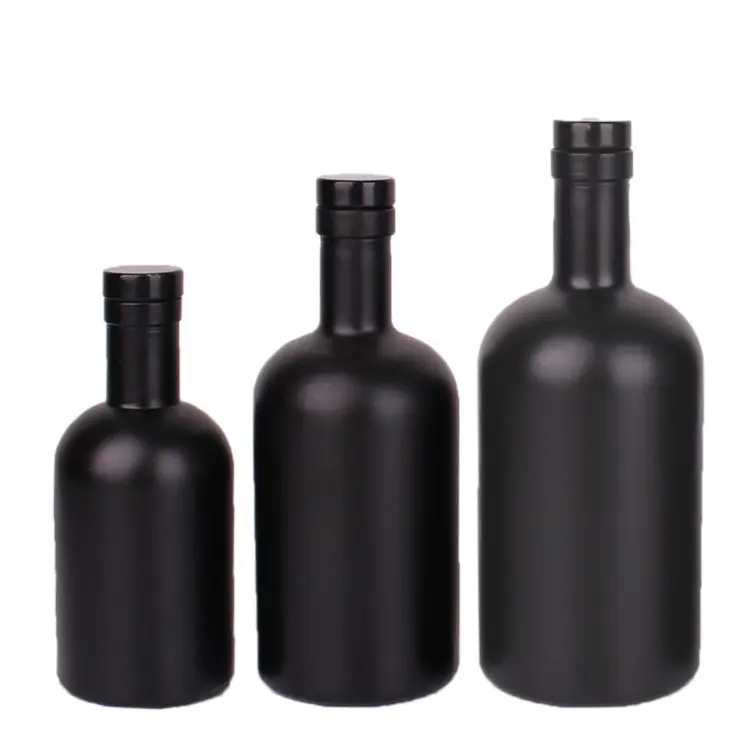 Matte Black Transparent 200ml 700ml 750ml Frosted Empty Rum Spirit Whisky Glass Vodka Liquor Bottle for Liquor