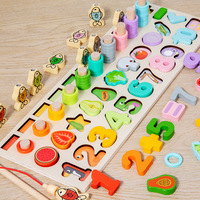 Jeu de pêche magnétique en bois Montessori pour enfants, jouet éducatif, puzzle de lettres et de chiffres, blocs de construction, 20 pièces, animaux, nature