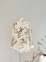 Chemisier de luxe 100 % soie de mûrier pour femme, élégant, imprimé floral, coupe oversize, décontracté, à manches longues, pour le bureau, collection 2026