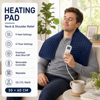 Coussin chauffant électrique en velours doux bleu marine 30x60cm, 9 réglages de chaleur, minuterie 3-12H, tissu doux, protection contre la surchauffe, lavable