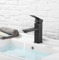 Robinet de salle de bain thermostatique Taplink économique en acier inoxydable noir mat brossé, à monobloc, mitigeur chaud/froid