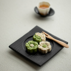 Solid Wood <b>Tea</b> <b>Tray</b> Square Ash Wood Wabi Sabi Style With Metal Gasket For <b>Tea</b> Ceremony Accessories - Product Image 2