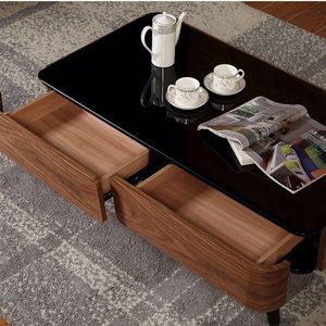 <span class=keywords><strong>Table</strong></span> basse multifonctionnelle <span class=keywords><strong>de</strong></span> style OEM/ODM avec plateau <span class=keywords><strong>en</strong></span> <span class=keywords><strong>verre</strong></span> trempé noir et pieds <span class=keywords><strong>en</strong></span> métal thermolaqué - Product Image 3