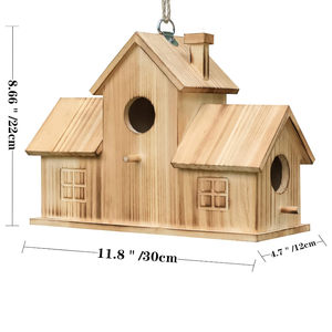 Nid d'oiseau en bois à 3 trous avec logo personnalisé - Product Image 3