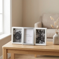 Marco de Fotos Triple Moderno Blanco, Marco de Fotos de Madera para Collage de 4x6, Marco Tríptico de 3 Aberturas para Decoración del Hogar