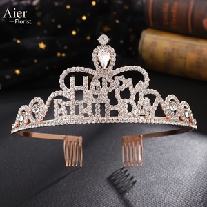Aierflorist Hermosa Corona '<span class=keywords><strong>Feliz</strong></span> Cumpleaños' para Fiesta de Cumpleaños <span class=keywords><strong>y</strong></span> Accesorio para el Cabello, Banda para el Cabello para Ramo de Flores - Product Image 3