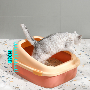 <strong>Plastic</strong> Open &amp; Semi Enclosed <strong>Cat</strong> Litter <strong>Box</strong> Large Splash Proof Eco-friendly <strong>Cat</strong> Toilet Anti Cute <strong>Cat</strong> Litter <strong>Box</strong> with Sand - Product Image 3