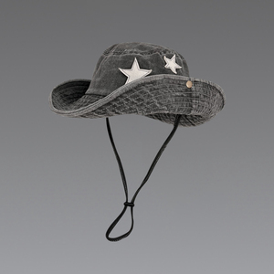 หมวกทรงถังสำหรับผู้หญิงหมวกทรงคาวบอยป้องกันแสงแดดพร้อมเชือกสำหรับตั้งแคมป์กลางแจ้ง - Product Image 4