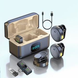 Micro không dây Q8 2Mic, nút từ tính, micro cài áo không dây với hộp đựng pin hiển thị kỹ thuật số - Product Image 1