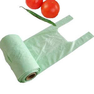 Compre bolsa <span class=keywords><strong>de</strong></span> camiseta biodegradable ecológica <span class=keywords><strong>de</strong></span> China, bolsa <span class=keywords><strong>de</strong></span> transporte, bolsa <span class=keywords><strong>de</strong></span> compras compostable en rollo/pieza, refuerzo lateral 20um/25um - Product Image 2