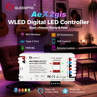Contrôleur de bande LED numérique WLED DIY GLEDOPTO AeX2gis à double canal avec relais de fusible, port de programmation et microphone