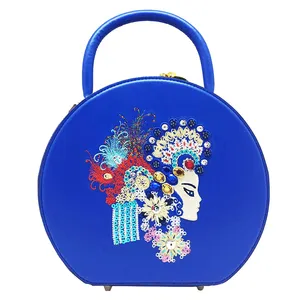 Customize Your Own Brand Women'S Bag New Fashion Round Bag Embroidered Pu Women'S Crossbody Embroidery Bag Versatile